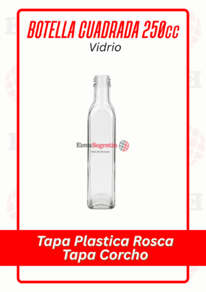 BOTELLA CUADRADA CRISTAL 250cc