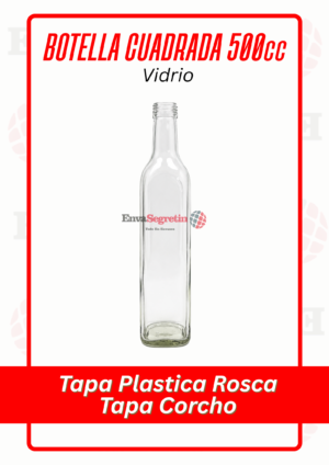 BOTELLA CUADRADA CRISTAL 500cc