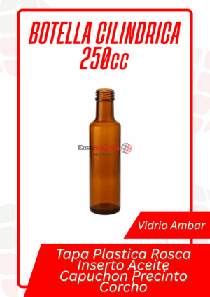 Botella Cilindrica Ambar 250cc