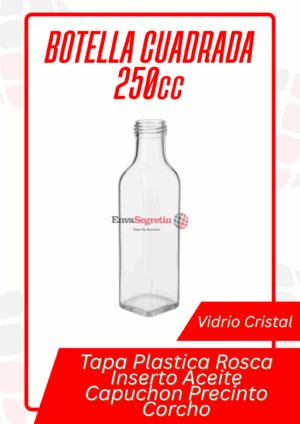 Botella Cuadrada Cristal 250cc