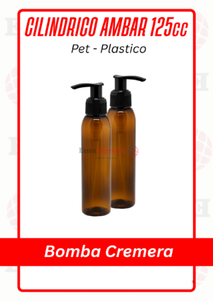 CILINDRICO PET AMBAR 125cc BOMBA CREMERA