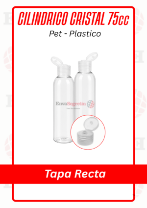 CILINDRICO PET CRISTAL 75cc TAPA RECTA
