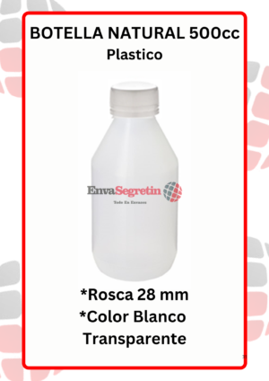 Frasco Plastico Natural 500cc