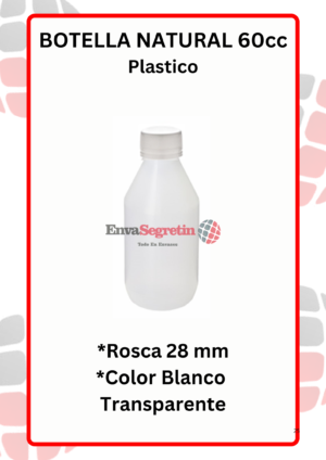Frasco Plastico Natural 60cc