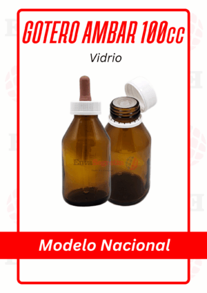 GOTERO VIDRIO AMBAR 100cc NACIONAL