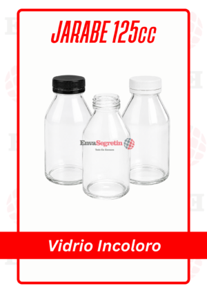 JARABE INCOLORO VIDRIO 125cc CON TAPA