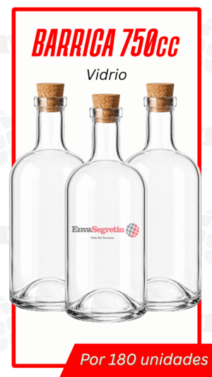 BOTELLA BARRICA 750cc CON TAPA CORCHO