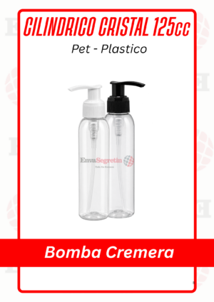 CILINDRICO PET CRISTAL 125cc BOMBA CREMERA